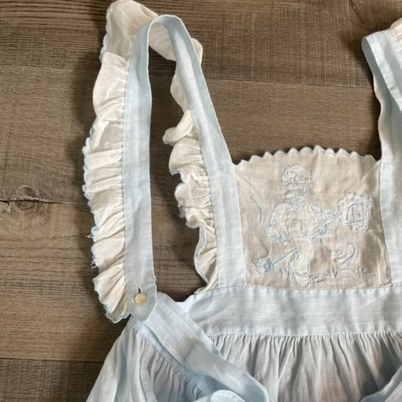 Vintage 40's 50's Handmade Blue Embroidered Baby Jumper - Picture 6 of 9